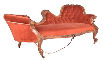 Lot 413 - VICTORIAN 19TH CENTURY WALNUT DOUBLE SCROLL END SOFA SETTEE
