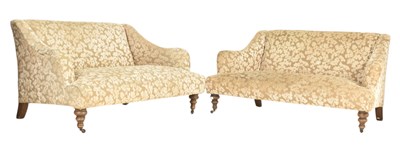 Lot 331 - VICTORIAN REVIVAL MATCHING PAIR OF TWO SEATER SOFA SETTEES