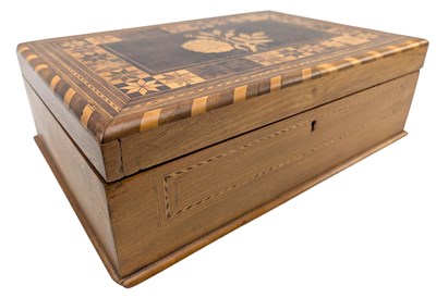 Lot 64 - 20TH CENTURY TUNBRIDGE WARE MICRO MOSAIC INLAID DESK TIDY BOX