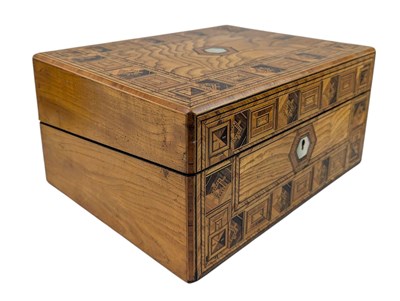 Lot 31 - 19TH CENTURY VICTORIAN TUNBRIDGE WARE & MOTHER OF PEARL INLAID WRITING SLOPE BOX
