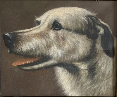 Lot 287 - EARLY 20TH CENTURY OIL ON CANVAS PAINTING OF A DEER HOUND