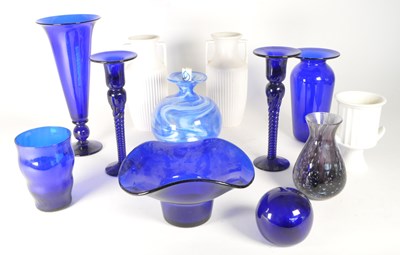 Lot 28 - BRISTOL BLUE GLASS, CAITHNESS, LAFIORE AND OTHER GLASS ITEMS