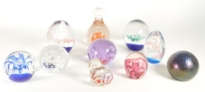 Lot 236 - COLLECTION OF TEN GLASS PAPERWEIGHTS CONTROL BUBBLE, BIRD ETC.