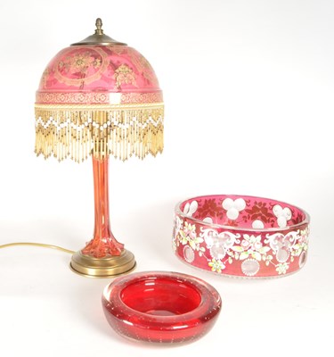 Lot 35 - MURANO GLASS BOUDOIR LAMP, BOWL AND WHITEFRIARS BOWL