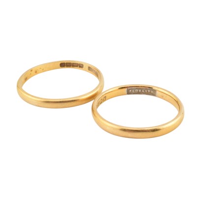 Lot 416 - TWO 22CT GOLD HALLMARKED BAND RINGS