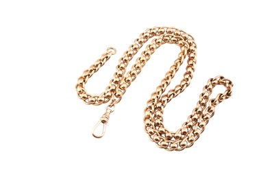 Lot 395 - HALLMARKED 9CT GOLD FANCY LINKED WATCH CHAIN NECKLACE
