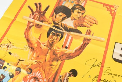 Lot 100 - ENTER THE DRAGON (1973) - ORIGINAL BRITISH QUAD SIGNED BY JOHN SAXON