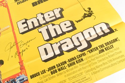 Lot 100 - ENTER THE DRAGON (1973) - ORIGINAL BRITISH QUAD SIGNED BY JOHN SAXON