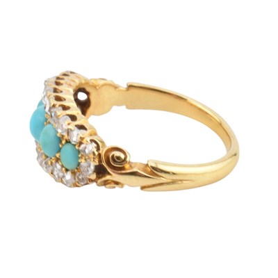 Lot 8 - VICTORIAN 18CT GOLD DIAMOND & TURQUOISE RING