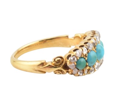 Lot 8 - VICTORIAN 18CT GOLD DIAMOND & TURQUOISE RING