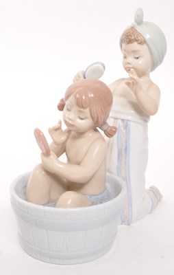 Lot 193 - TWO VINTAGE LLADRO PORCELAIN BATH TIME FIGURES