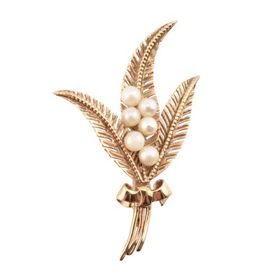 Lot 428 - HALLMARKED 9CT GOLD & PEARL BROOCH
