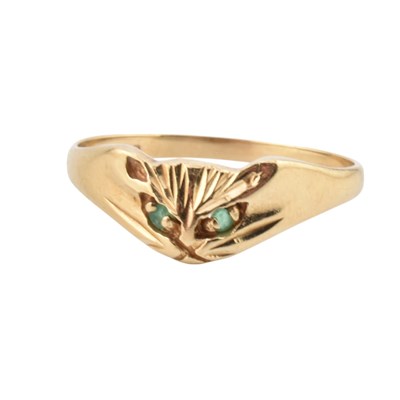 Lot 390 - HALLMARKED 9CT GOLD RING IN FORM OF A CAT