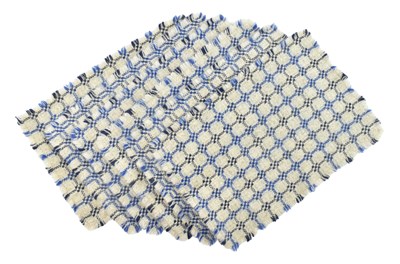 Lot 622 - SIX VINTAGE 20TH CENTURY WELSH BLANKET BLUE & CREAM WOVEN SERVING PLACE MATS