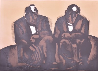 Lot 44 - JOSEF HERMAN (1911-2000) - TWO MINERS - LIMITED EDITION SIGNED LITHOGRAPH