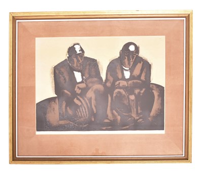 Lot 44 - JOSEF HERMAN (1911-2000) - TWO MINERS - LIMITED EDITION SIGNED LITHOGRAPH