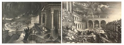 Lot 443 - JOHN MARTIN (1789-1854) - TWO MEZZOTINTS ON PAPER - THE SEVENTH PLAGUE OF EGYPT & BELSHAZZAR'S FEAST