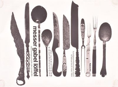 Lot 521 - VINTAGE MID CENTURY 1964 GERMAN UTENSILS LITHOGRAPH POSTER PRINT