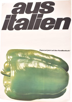 Lot 378 - VINTAGE MID CENTURY AUS ITALIEN GREEN PEPPER LITHOGRAPH POSTER PRINT
