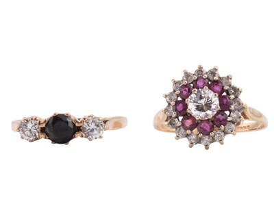 Lot 211 - TWO HALLMARKED 9CT GOLD & GEM SET RINGS