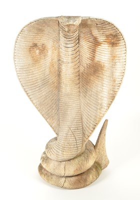 Lot 230 - LARGE CARVED WOODEN COBRA FIGURE
