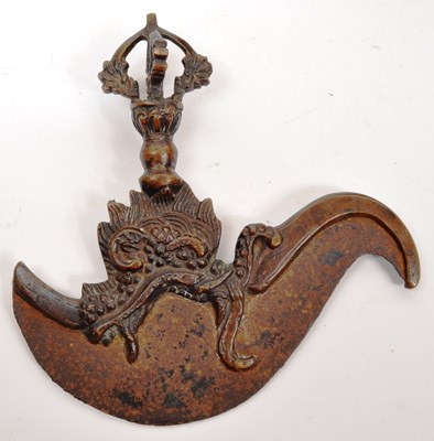 Lot 355 - 19TH CENTURY TIBETAN BRONZE KARTIKA VAJRA CHOPPER