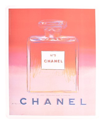 Lot 56 - ANDY WARHOL - VINTAGE 1997 CHANEL NO. 5 LITHOGRAPH IN RED AND PINK