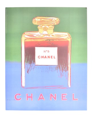 Lot 37 - ANDY WARHOL - VINTAGE 1997 CHANEL NO. 5 LITHOGRAPH IN BLUE & YELLOW