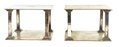 Lot 369 - PAIR OF EARLY 20TH CENTURY EDWARDIAN SCOTTISH WHITE METAL PLATED CAKE STANDS