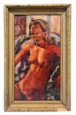 Lot 19 - COLIN MOSS - MID CENTURY ORIGINAL OIL ON CANVAS NUDE PORTRAIT PAINTING