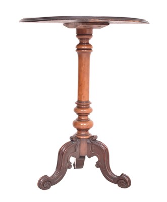 Lot 326 - EARLY 20TH CENTURY WALNUT VENEERED & INLAID TRIPOD SIDE OCCASIONAL TABLE