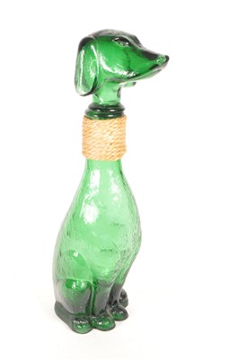 Lot 38 - VINTAGE 20TH CENTURY GREEN GLASS DOG DECANTER