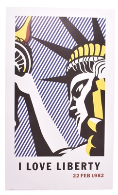 Lot 142 - AFTER ROY LICHTENSTEIN (1923-1997) - I LOVE LIBERTY - OFFSET LITHOGRAPH POSTER