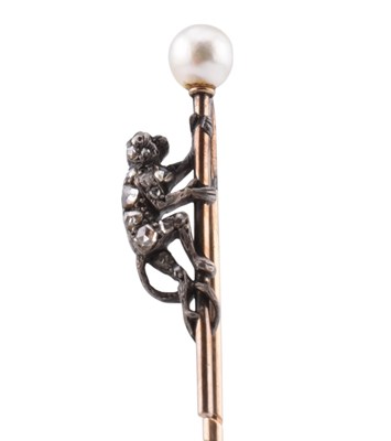 Lot 22 - 19TH CENTURY DIAMOND & RUBY SET MONKEY STICKPIN