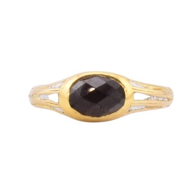 Lot 64 - ANTIQUE GARNET &ENAMEL RING WITH INSCRIPTION
