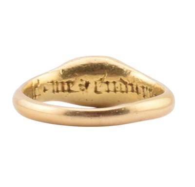 Lot 64 - ANTIQUE GARNET &ENAMEL RING WITH INSCRIPTION