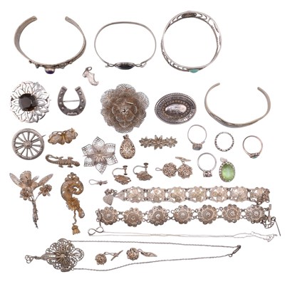 Lot 315 - COLLECTION OF SILVER & METAL JEWELLERY