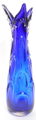 Lot 362 - VINTAGE CZECH BLUE GLASS VASE