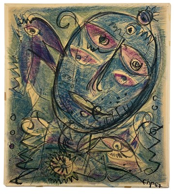 Lot 47 - CARL HENNING PEDERSEN (1913-2007) - COMPOSITION WITH MARKS & BIRD, 1967