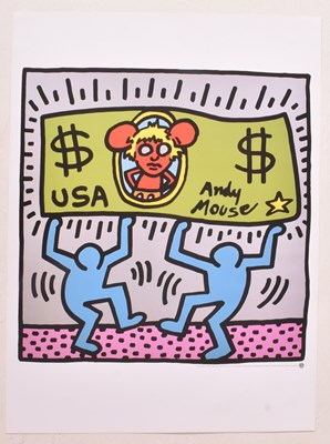 Lot 555 - AFTER KEITH HARING - ANDY MOUSE - VINTAGE POP ART SERIGRAPH POSTER AFTER DISNEY'S MICKEY MOUSE