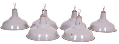 Lot 415 - BENJAMIN RLM CRYSTEEL - MATCHING SET OF SIX GREY PENDANT SHADES