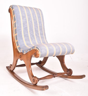 Lot 471 - VICTORIAN 19TH CENTURY MAHOGANY SLIPPER BACK LOW ROCKING CHAIR