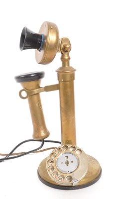 Lot 369 - VINTAGE BRASS CANDLESTICK TELEPHONE