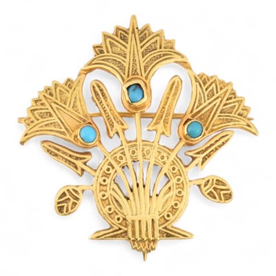 Lot 138 - 18CT GOLD EGYPTIAN BROOCH PIN PENDANT