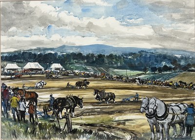 Lot 414 - CHARLES BONE (B. 1926) - HORSE SHOW - WATERCOLOUR & GOUACHE ON PAPER