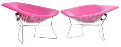 Lot 195 - HARRY BERTOIA FOR KNOLL - DIAMOND - PAIR OF PURPLE UPHOLSTERED CHAIRS