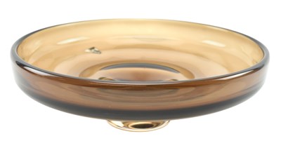 Lot 242 - WHITEFRIARS - CINNAMON PEDESTAL BOWL - VINTAGE STUDIO ART GLASS VASE