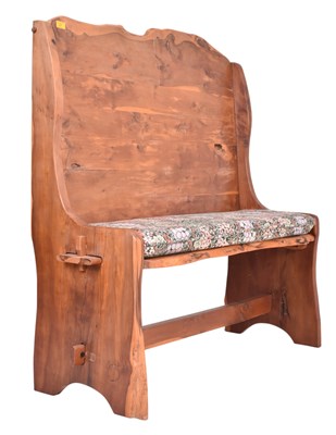 Lot 307 - BESPOKE-MADE LIVE EDGE / YEW WOOD SETTLE