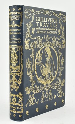 Lot 16 - RACKHAM, ARTHUR. 1909 GULLIVER'S TRAVELS IN ORIGINAL CLOTH