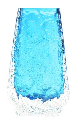 Lot 228 - GEOFFREY BAXTER FOR WHITEFRIARS - GLASS COFFIN VASE IN KINGFISHER BLUE